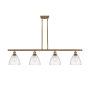 Innovations Lighting Bristol Glass 4 Light 48" Wide Linear Pendant with Shades Brushed Brass / Seedy