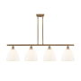 Innovations Lighting Bristol Glass 4 Light 48" Wide Linear Pendant Brushed Brass / Matte White
