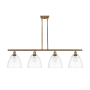 Innovations Lighting Bristol Glass 4 Light 48" Wide Linear Pendant Brushed Brass / Clear