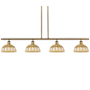 Innovations Lighting Bristol Natural II 4 Light 48" Wide Linear Pendant Brushed Brass / Natural