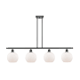 Innovations Lighting Athens 4 Light 48" Wide Linear Pendant with Shade Matte Black / Matte White
