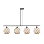 Innovations Lighting Farmhouse Rope 4 Light 48" Wide Linear Chandelier Matte Black / White Glass with Brown Rope