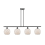 Innovations Lighting Farmhouse Rope 4 Light 48" Wide Linear Chandelier Matte Black / White Glass with White Rope