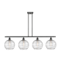 Innovations Lighting Athens 4 Light 48" Wide Linear Pendant Matte Black / Clear Deco Swirl