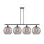 Innovations Lighting Athens Deco Swirl 4 Light 50" Wide Linear Chandelier Matte Black