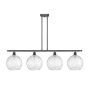 Innovations Lighting Athens 4 Light 48" Wide Linear Pendant Matte Black / Clear Water Glass