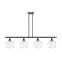 Innovations Lighting Athens 4 Light 48" Wide Linear Pendant with Shade Matte Black / Clear Water Glass