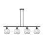 Innovations Lighting Athens 4 Light 48" Wide Linear Pendant with Shade Matte Black / Clear