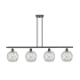 Innovations Lighting Farmhouse Rope 4 Light 48" Wide Linear Chandelier Matte Black / Clear Glass with White Rope