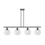 Innovations Lighting Athens 4 Light 48" Wide Linear Pendant with Shade Matte Black / Seedy
