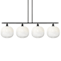 Innovations Lighting Brookhaven Sphere 4 Light 49" Wide Linear Pendant Matte Black / Opal