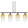 Innovations Lighting Brookhaven Flute 4 Light 48" Wide Linear Pendant Matte Black / Amber