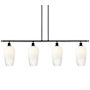 Innovations Lighting Brookhaven Flute 4 Light 48" Wide Linear Pendant Matte Black / Opal