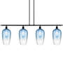 Innovations Lighting Brookhaven Flute 4 Light 48" Wide Linear Pendant Matte Black / Sapphire Blue