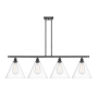 Innovations Lighting Berkshire 4 Light 50" Wide Linear Pendant Matte Black / Clear