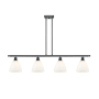 Innovations Lighting Bristol Glass 4 Light 48" Wide Linear Pendant with Shades Matte Black / Matte White