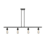Innovations Lighting Bare Bulb 4 Light 48" Wide Linear Chandelier Oiled Rubbed Bronze