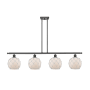 Innovations Lighting Farmhouse Rope 4 Light 48" Wide Linear Chandelier Oil Rubbed Bronze / White Glass with White Rope
