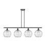 Innovations Lighting Athens 4 Light 48" Wide Linear Pendant Oil Rubbed Bronze / Clear Deco Swirl