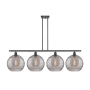 Innovations Lighting Athens Deco Swirl 4 Light 50" Wide Linear Chandelier Oil Rubbed Bronze