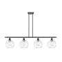 Innovations Lighting Athens 4 Light 48" Wide Linear Pendant with Shade Oil Rubbed Bronze / Clear Water Glass