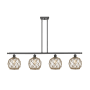 Innovations Lighting Farmhouse Rope 4 Light 48" Wide Linear Chandelier Oil Rubbed Bronze / Clear Glass with Brown Rope