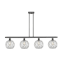 Innovations Lighting Farmhouse Rope 4 Light 48" Wide Linear Chandelier Oil Rubbed Bronze / Clear Glass with White Rope