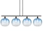 Innovations Lighting Brookhaven Sphere 4 Light 49" Wide Linear Pendant Oil Rubbed Bronze / Sapphire Blue