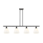 Innovations Lighting Bristol Glass 4 Light 48" Wide Linear Pendant with Shades Oil Rubbed Bronze / Matte White