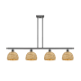 Innovations Lighting Woven Rattan 4 Light 48" Wide Linear Pendant Oil Rubbed Bronze / Natural