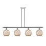 Innovations Lighting Farmhouse Rope 4 Light 48" Wide Linear Chandelier Polished Chrome / White Glass with Brown Rope