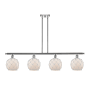 Innovations Lighting Farmhouse Rope 4 Light 48" Wide Linear Chandelier Polished Chrome / White Glass with White Rope