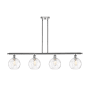 Innovations Lighting Athens 4 Light 48" Wide Linear Pendant with Shade Polished Chrome / Clear Water Glass