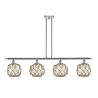 Innovations Lighting Farmhouse Rope 4 Light 48" Wide Linear Chandelier Polished Chrome / Clear Glass with Brown Rope
