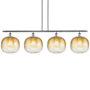 Innovations Lighting Brookhaven Sphere 4 Light 49" Wide Linear Pendant Polished Chrome / Amber