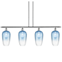 Innovations Lighting Brookhaven Flute 4 Light 48" Wide Linear Pendant Polished Chrome / Sapphire Blue