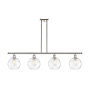 Innovations Lighting Athens 4 Light 48" Wide Linear Pendant with Shade Polished Nickel / Clear Water Glass