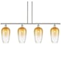 Innovations Lighting Brookhaven Flute 4 Light 48" Wide Linear Pendant Polished Nickel / Amber