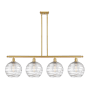 Innovations Lighting Athens 4 Light 48" Wide Linear Pendant Satin Gold / Clear Deco Swirl