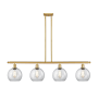 Innovations Lighting Athens 4 Light 48" Wide Linear Pendant with Shade Satin Gold / Clear