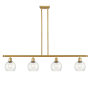 Innovations Lighting Athens 4 Light 48" Wide Linear Pendant with Shade Satin Gold / Seedy