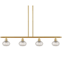 Innovations Lighting Ithaca 4 Light 48" Wide Linear Pendant with Shades Satin Gold / Clear Ithaca