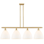 Innovations Lighting Bristol Glass 4 Light 51" Wide Linear Pendant Satin Gold / Matte White