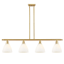 Innovations Lighting Bristol Glass 4 Light 48" Wide Linear Pendant with Shades Satin Gold / Matte White