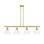 Innovations Lighting Bristol Glass 4 Light 48" Wide Linear Pendant with Shades Satin Gold / Clear