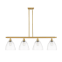 Innovations Lighting Bristol Glass 4 Light 48" Wide Linear Pendant Satin Gold / Clear