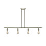 Innovations Lighting Bare Bulb 4 Light 48" Wide Linear Chandelier Brushed Satin Nickel