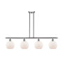 Innovations Lighting Athens 4 Light 48" Wide Linear Pendant with Shade Brushed Satin Nickel / Matte White