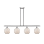 Innovations Lighting Farmhouse Rope 4 Light 48" Wide Linear Chandelier Brushed Satin Nickel / White Glass with White Rope