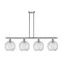 Innovations Lighting Athens 4 Light 48" Wide Linear Pendant Brushed Satin Nickel / Clear Deco Swirl